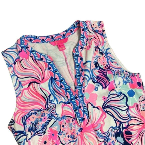 Lilly Pulitzer Camari Shift Dress Prosecco Pink Make A Splash Blue Size S - Picture 9 of 9